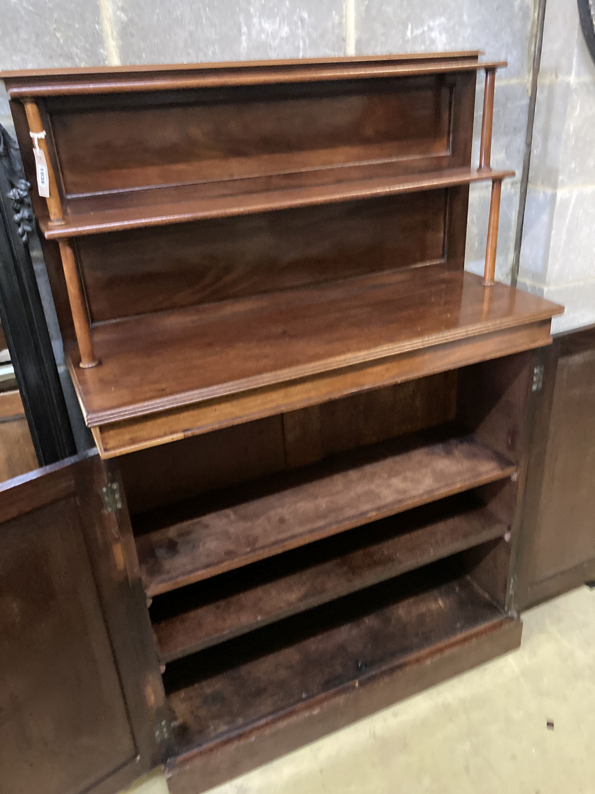 An early Victorian mahogany chiffonier, width 96cm, depth 32cm, height 146cm